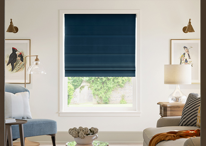 Ultra Luxe Velvet, Deep Blue - Motorised Roman Blind - Image 3